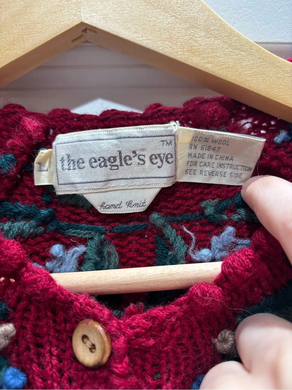 Vintage The Eagle’s Eye Wool Hand Knit Cardigan